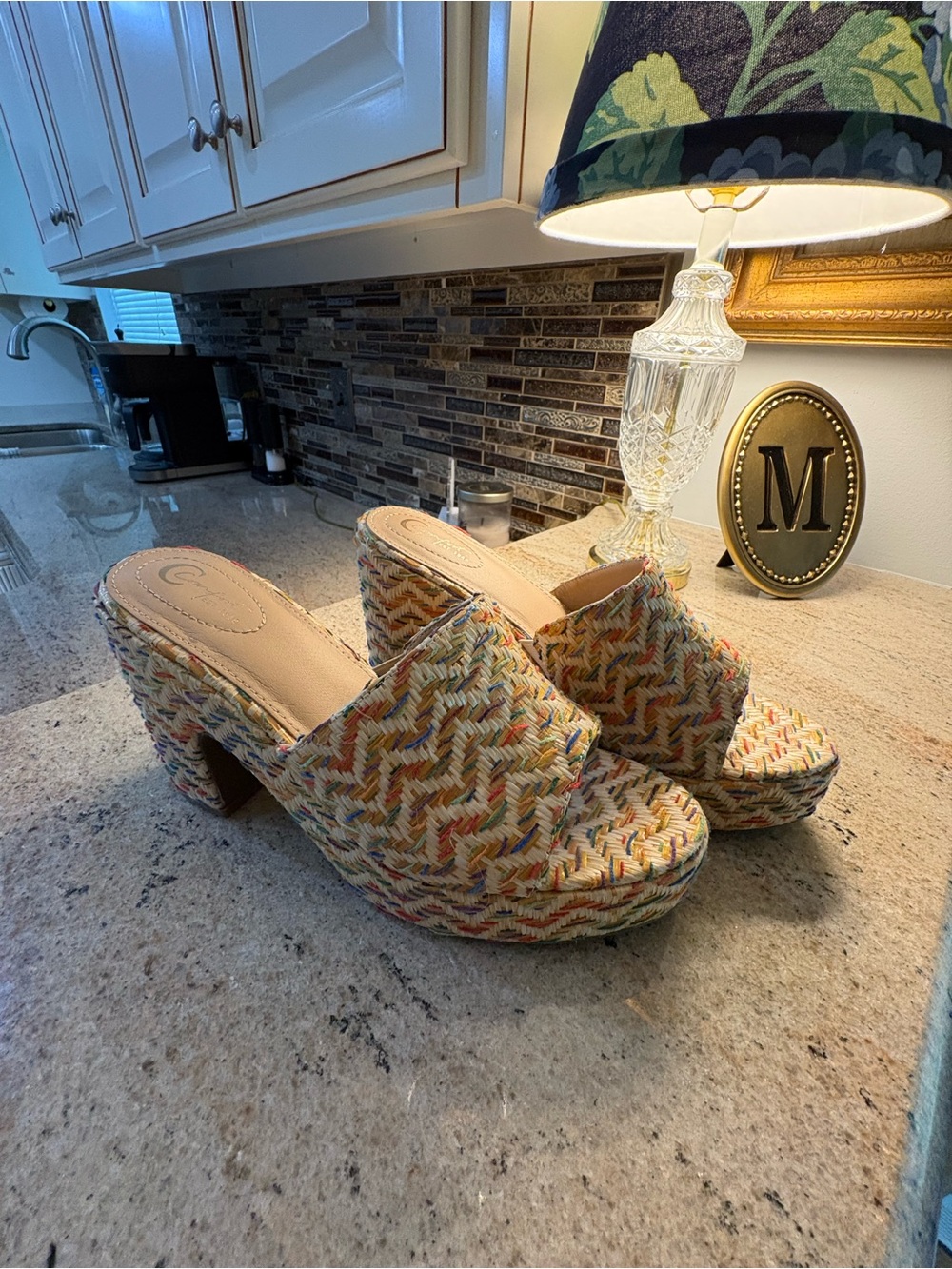 Multicolor Woven Platform Mule Heels – Women